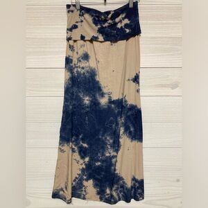 Splendid Blue and Tan Tie-Dye Maxi Skirt